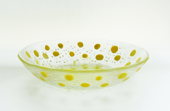 Yellow lattice-pattern bowl